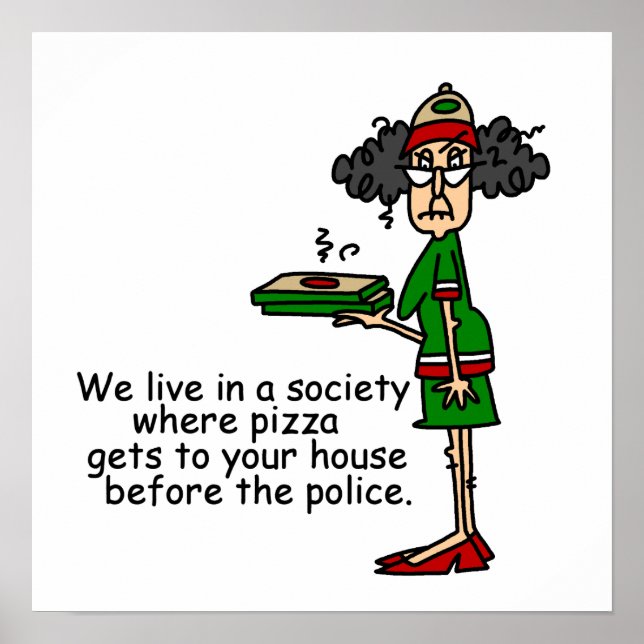 Póster Humor de entrega de pizza (Frente)
