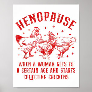 Póster Humor de gallina en henopausia Granja Recolector d