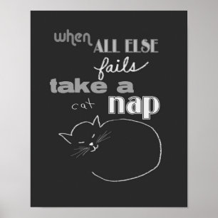 Póster humor de gato cita gris poster y blanco