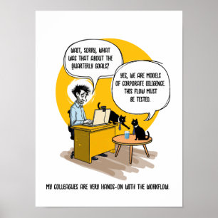 Póster Humor de gato de oficina divertido regalo de compa