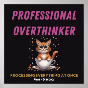 Póster Humor de gato identificable con el sobrepensador p