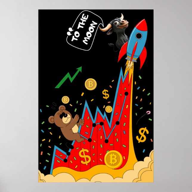 Póster Humor de mercado de criptomonedas y acciones (Frente)
