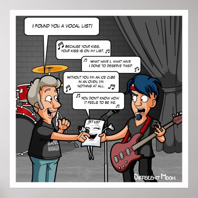 Póster Humor de música vocalista Poster de Pun gracioso (Frente)