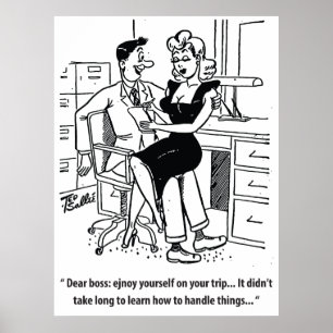 Póster Humor de oficina, hombre y mujer bonita