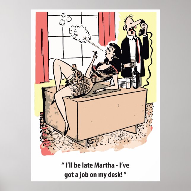 Póster Humor de oficina, trabajo en el escritorio y engañ (Frente)