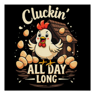 Póster Humor de pollo gracioso Cojín decorativo de vida d