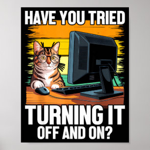 Póster Humor de soporte técnico I Gato ingeniero informát
