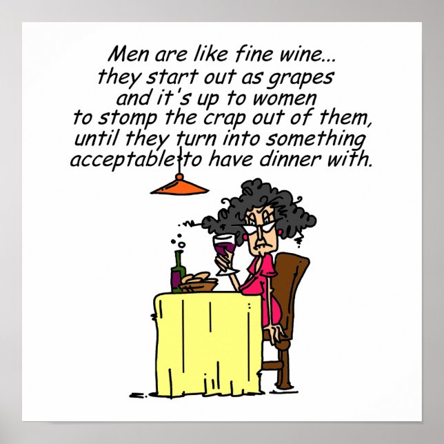 Póster Humor de vino masculino y fino (Frente)