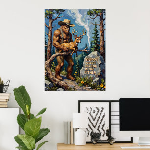 Póster Humor de Woodland: El icónico Rótulo de Bigfoot