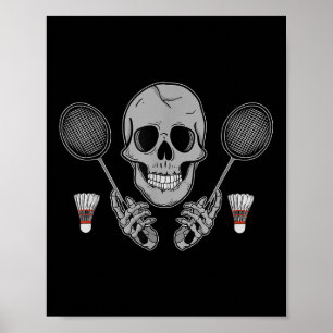 Póster Humor del Volante de Bádminton Fanático Esqueleto 