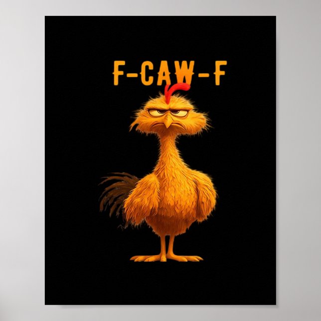 Póster Humor Divertido Cuervo F-Caw-F Gótico (Frente)