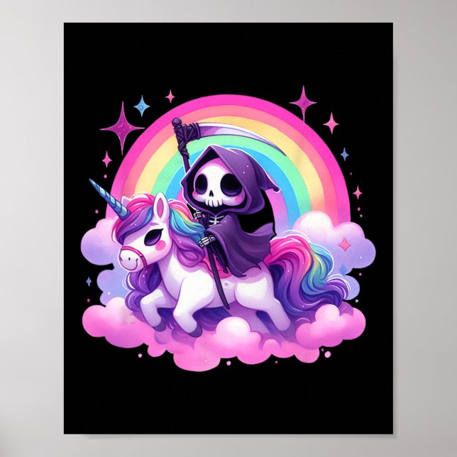 Póster Humor gracioso Arcoiris Gótico Grim Reaper montand (Frente)