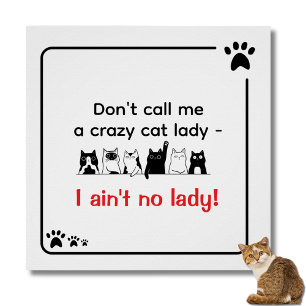 Póster Humor Irreverente Señora Gatos Loca 