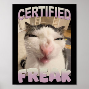 Póster Humor Mascota divertido de meme Freak certificado