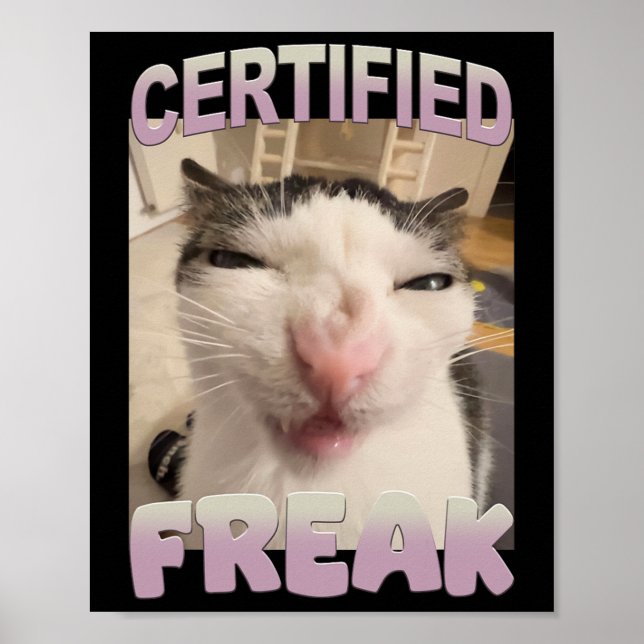 Póster Humor Mascota divertido de meme Freak certificado (Frente)