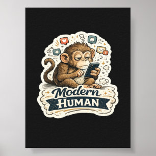 Póster Humor Monstruo Humano Mono Teléfono Inteligente Re