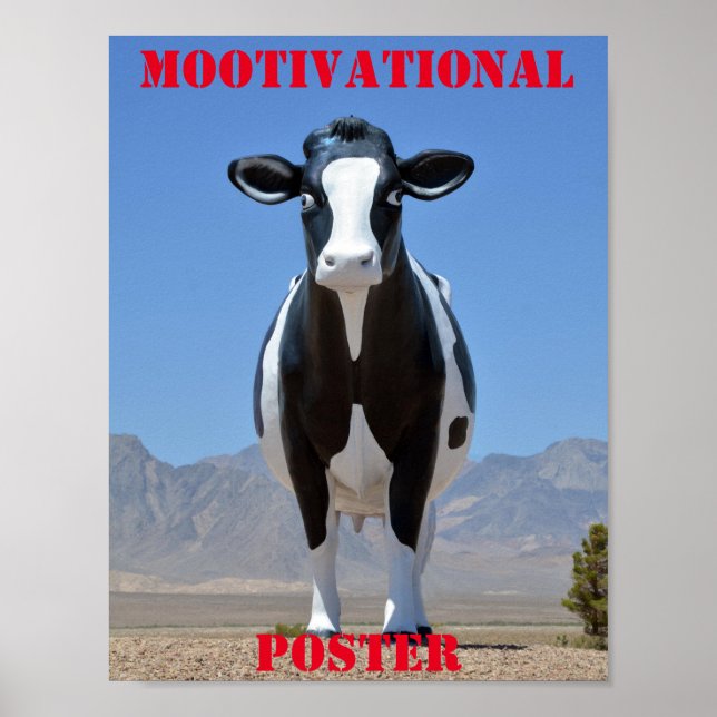 Póster Humor motivacional de vaca divertida para Poster M (Frente)