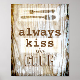 Póster humor poster de cocina besar la cita del cocinero