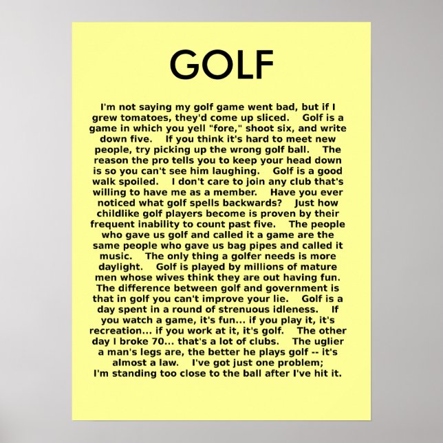 Póster Humor Poster divertido de golf (Frente)