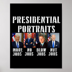 Póster Humor Rasgos Presidenciales Trump Obama Biden Clin