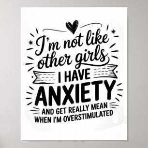 Póster Humor sobre ansiedad para mujeres con sobreestimul