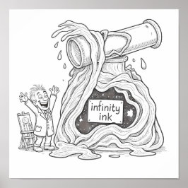 Póster Humorous Cartoon Infinity Ink Decoupage Line Art