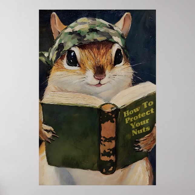 Póster Humorous Squirrel Bathroom Poster Protect Your (Frente)