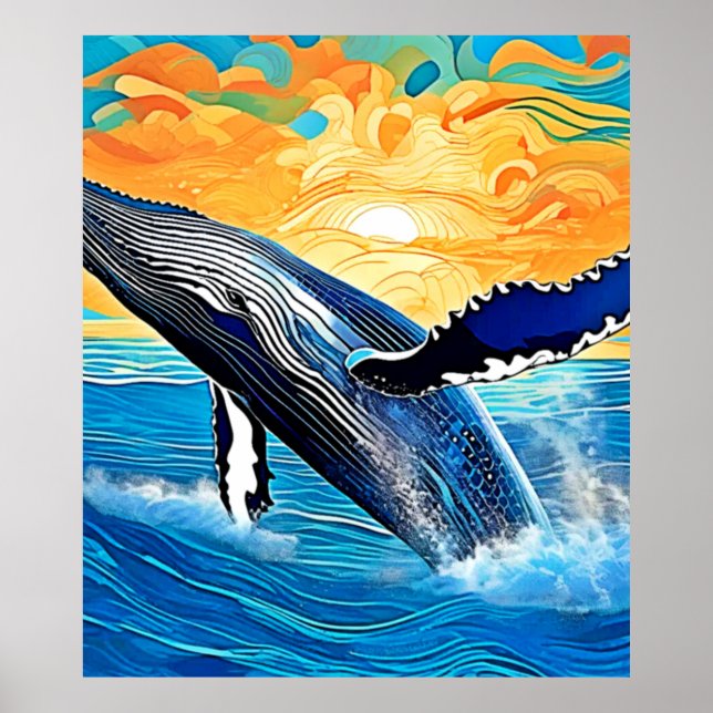 Póster Humpback Sunset Leap Art (Frente)
