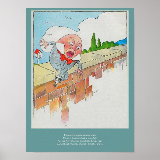 Póster Humpty Dumpty en la pared madre de oca rima de gua (Frente)