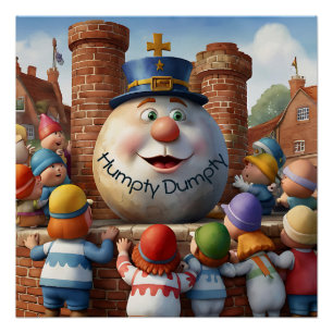 Póster Humpty Dumpty rime de vivero acuarela sobre