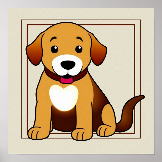 Póster Hund Braun, sitzend -  (Frente)