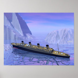 Póster hundimiento de barco Titanic - rendimento 3D