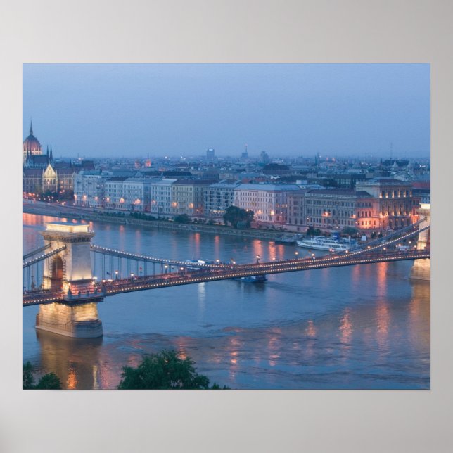Póster HUNGRÍA, Budapest: Puente de Szechenyi (Cadena), 3 (Frente)