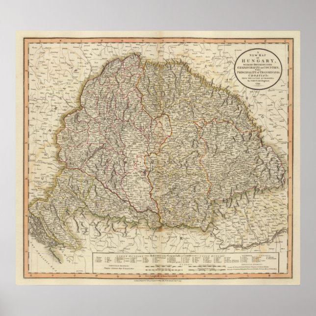 Póster Hungría, Transilvania, Croacia (Frente)