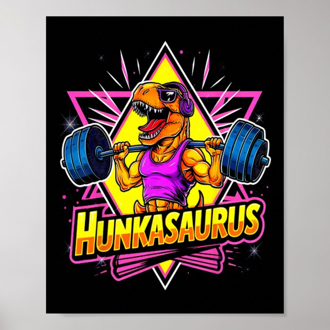 Póster Hunkasaurus Gym Workout T-rex Power Bodybui (Frente)