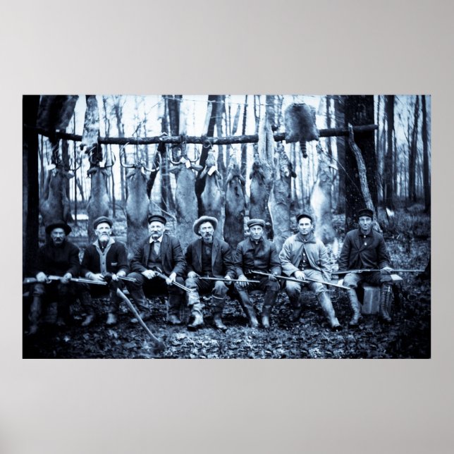 Póster Hunt Club 1911 Cazadores de venados de época (Frente)