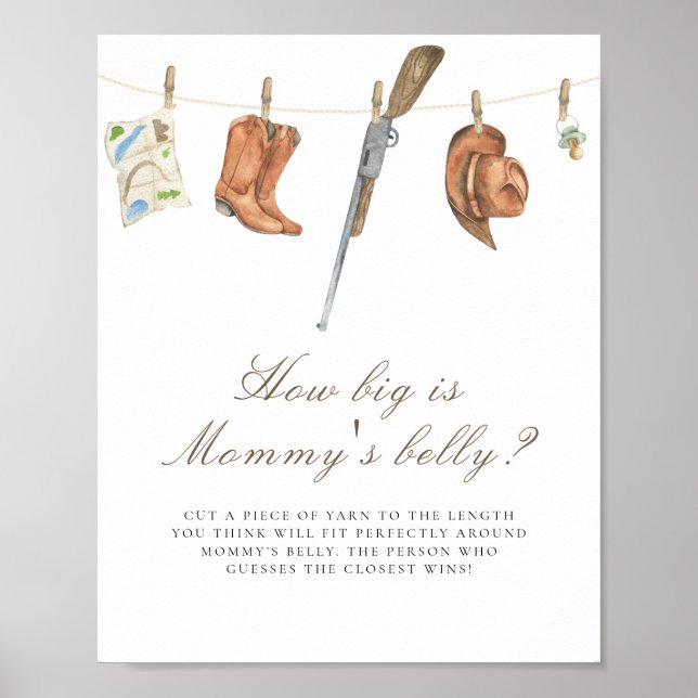 Póster Hunter baby shower How big is mommy's belly  (Frente)