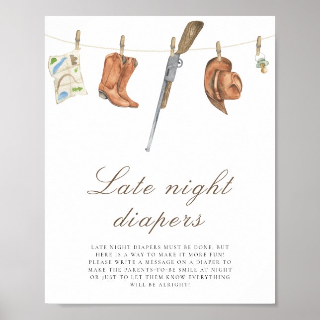 Póster Hunter baby shower - Late night diapers game (Frente)