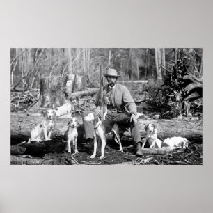 Póster HUNTER con 7 PERROS c. 1880