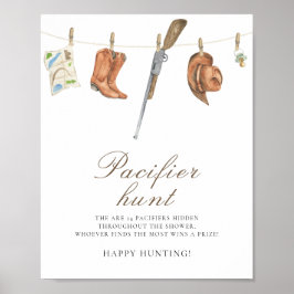 Póster Hunter - pacifier hunt baby shower game