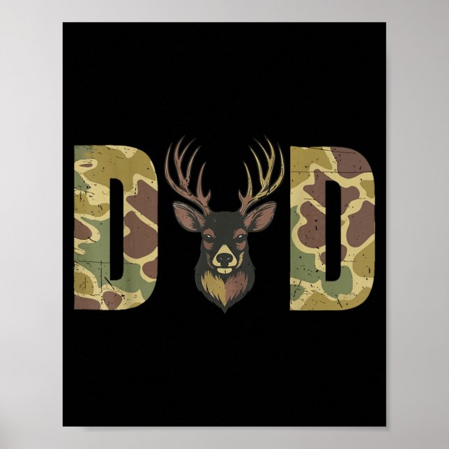 Póster Hunting Dad Camo Deer Hunting Gift From Son Daught (Frente)