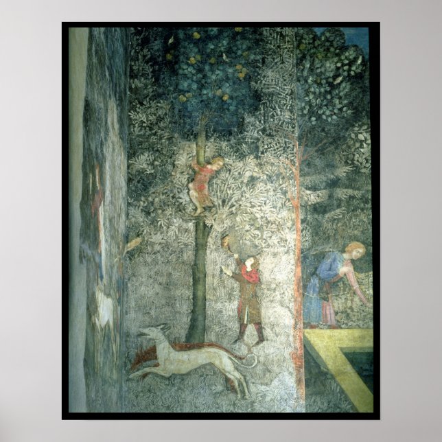 Póster Hunting dogs and men climbing a tree (Frente)