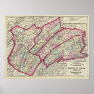 Póster Huntingdon, Juniata, Mifflin, condados de Perry