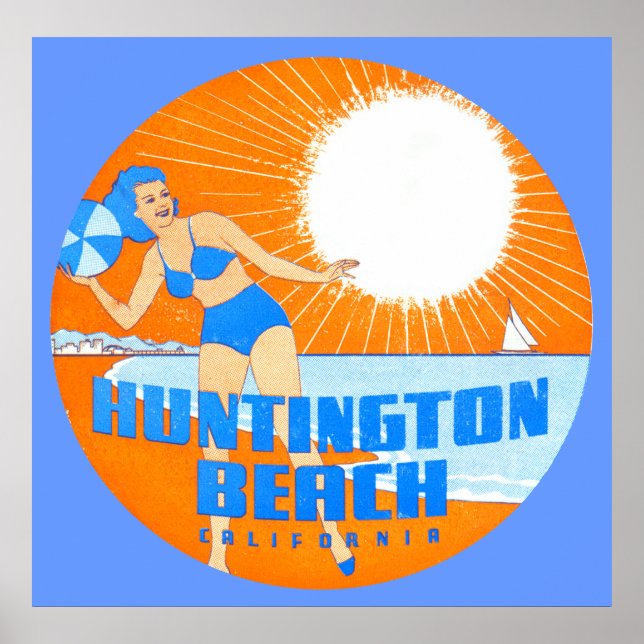 Póster Huntington Beach California 1947 (Frente)