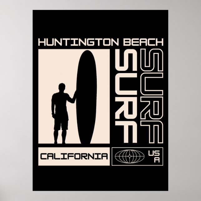 Póster Huntington Beach California EE. UU. Surf (Frente)