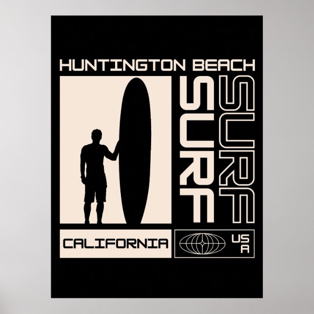 Póster Huntington Beach California EE. UU. Surf (Frente)