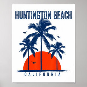 Póster Huntington Beach California Océano Surfing Surfboa
