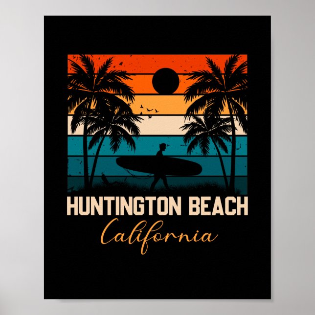 Póster Huntington Beach California Palms Vacation Trip (Frente)