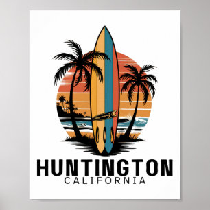 Póster Huntington Beach California Surfing Surfista
