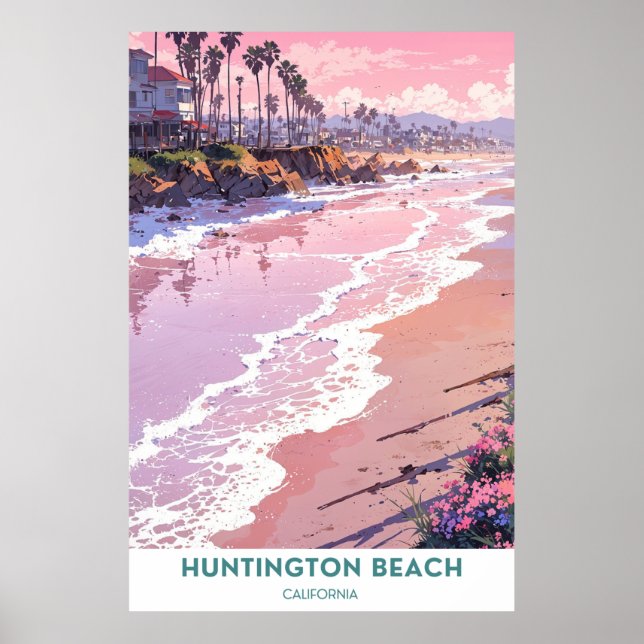 Póster Huntington Beach, hermosa playa de California (Frente)